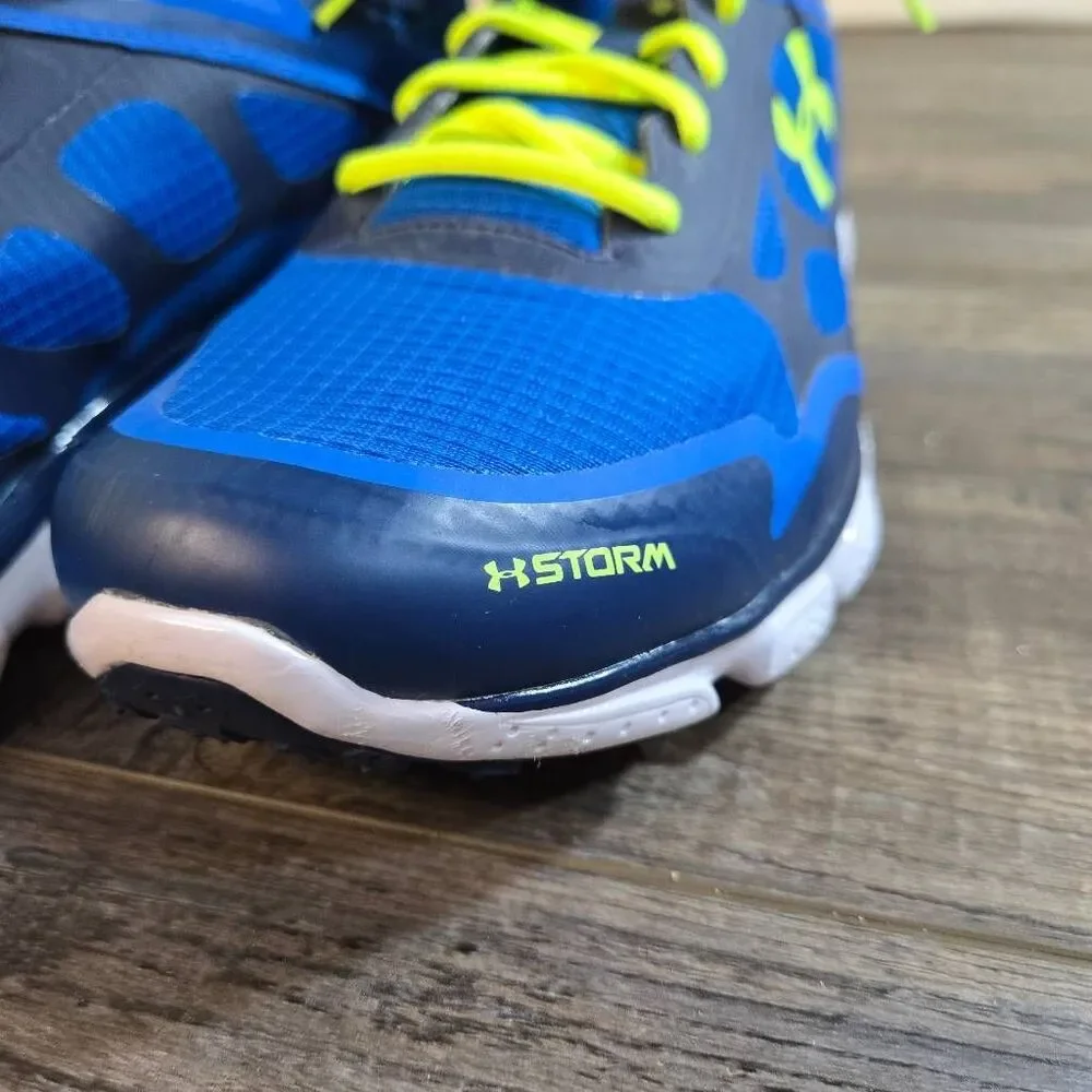 Under Armour men's blue Storm sneakers with neon laces size 12 running